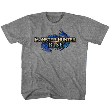 Monster Hunter-Mh Rise Logo-Graphite Heather Youth S/S T-Shirt-Xs (5-6) - Graphite Heather