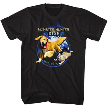 Monster Hunter-Pair Of Pals-Black Adult S/S T-Shirt - Black
