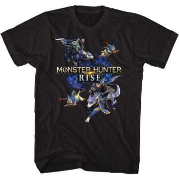Monster Hunter-Palling Around-Black Adult S/S T-Shirt - Black