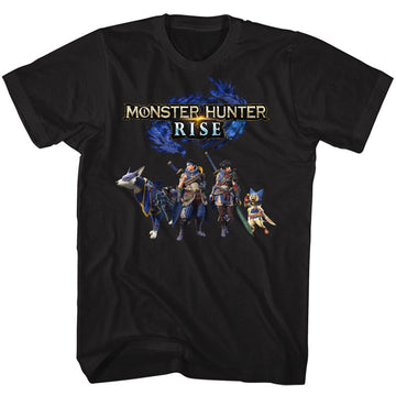 Monster Hunter-The Whole Crew-Black Adult S/S T-Shirt - Black