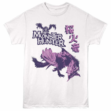 Monster Hunter Sakura Fire Dragon White Adult T-Shirt