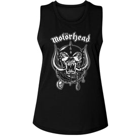 Motorhead-Motorhead Snaggletooth And Logo-Black Ladies Muscle Tank-S - Black