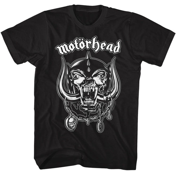 Motorhead-Motorhead Snaggletooth And Logo-Black Adult S/S T-Shirt - Black