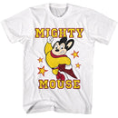 Mighty Mouse-Mighty Mouse-White Adult S/S T-Shirt - White