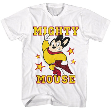 Mighty Mouse-Mighty Mouse-White Adult S/S T-Shirt - White