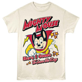 Mighty Mouse-Mighty Mouse Bolts-Natural Adult S/S T-Shirt - Natural