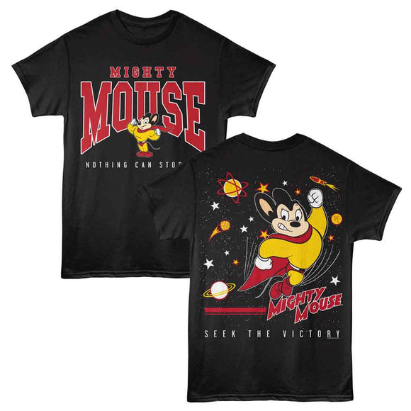 Mighty Mouse-Mighty Mouse Space F B-Black Adult S/S T-Shirt ***F&B***-S - Black