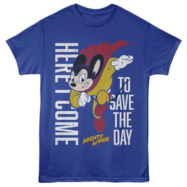 Mighty Mouse-Mighty Mouse Save The Day-Royal Adult S/S T-Shirt - Royal