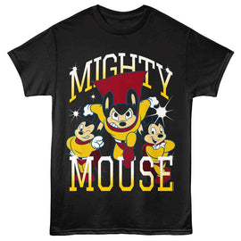 Mighty Mouse-Mighty Mouse-Black Adult S/S T-Shirt - Black