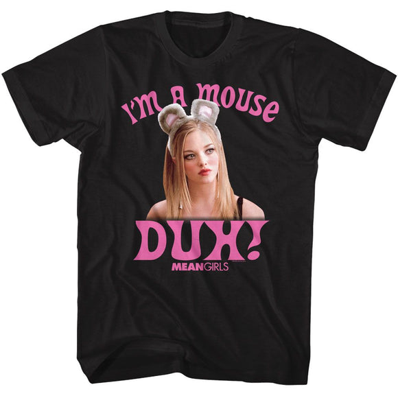 Mean Girls-Mean Girls Mouse Duh-Black Adult S/S T-Shirt - Black