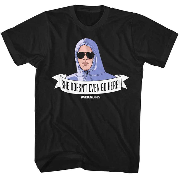 Mean Girls-Mean Girls Doesnt Even Go Here-Black Adult S/S T-Shirt - Black