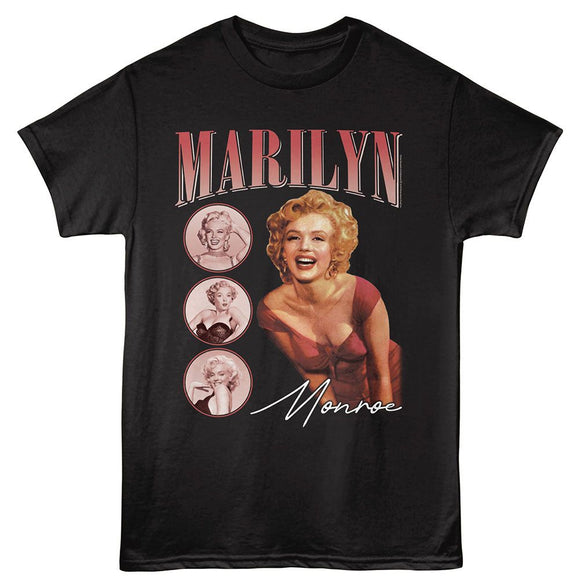 Marilyn Monroe-Marilyn Monroe 3 Circle Comp-Black Adult S/S T-Shirt - Black