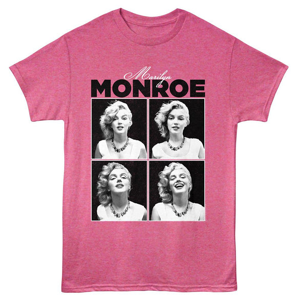 Marilyn Monroe-Marilyn Monroe 4 Photo-Retro Pink Heather Adult S/S T-Shirt - Retro Pink Heather