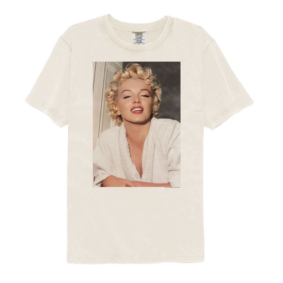 Marilyn Monroe-Marilyn Monroe Bathrobe Photo-Ivory Adult S/S Comfort Color T-Shirt - Ivory