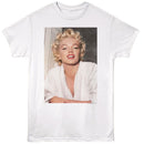 Marilyn Monroe-Marilyn Monroe Bathrobe Photo-White Adult S/S T-Shirt - White
