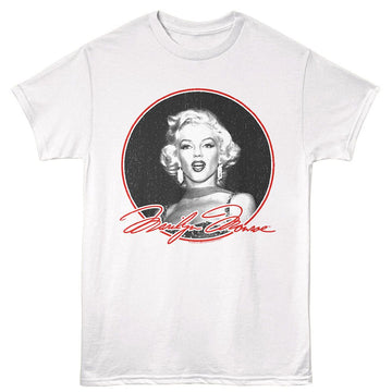Marilyn Monroe-Marilyn Monroe In Circle-White Adult S/S T-Shirt - White