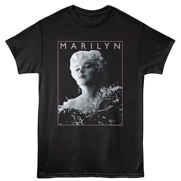 Marilyn Monroe-Marilyn Monroe Feathered Dress-Black Adult S/S T-Shirt - Black