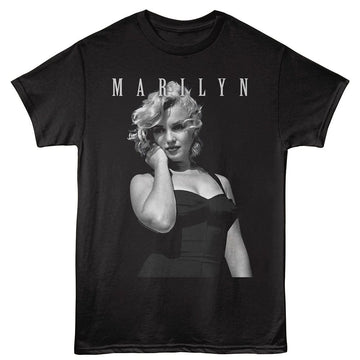 Marilyn Monroe-Marilyn Monroe Swim Suit Stare-Black Adult S/S T-Shirt - Black
