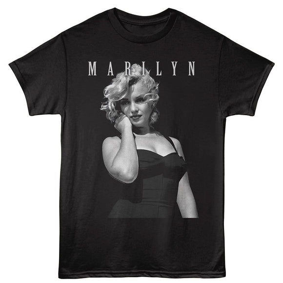 Marilyn Monroe-Marilyn Monroe Swim Suit Stare-Black Adult S/S T-Shirt - Black