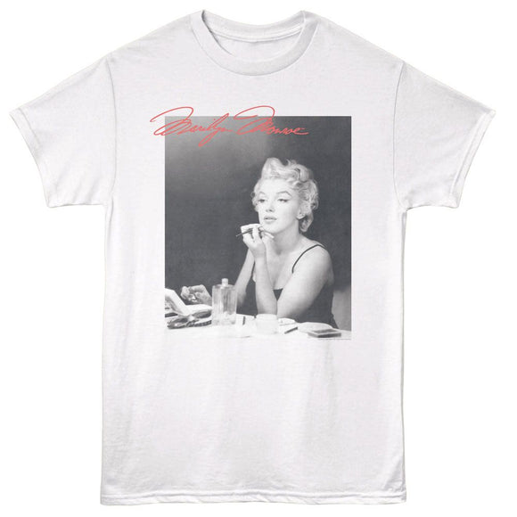 Marilyn Monroe-Marilyn Monroe Makeup Vanity-White Adult S/S T-Shirt - White