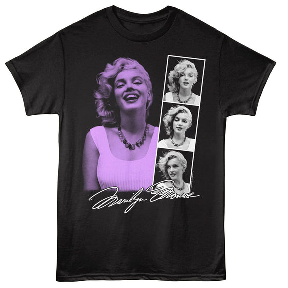 Marilyn Monroe-Marilyn Monroe Photo Strip-Black Adult S/S T-Shirt - Black