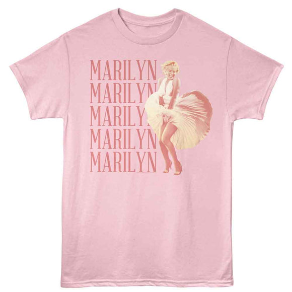 Marilyn Monroe-Marilyn Monroe Swept Skirt Repeat-Light Pink Adult S/S T-Shirt - Light Pink