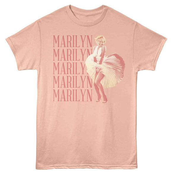 Marilyn Monroe-Marilyn Monroe Swept Skirt Repeat-Peach Adult S/S T-Shirt - Peach