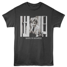 Marilyn Monroe-Marilyn Monroe Looking Out Window-Smoke Adult S/S T-Shirt - Smoke