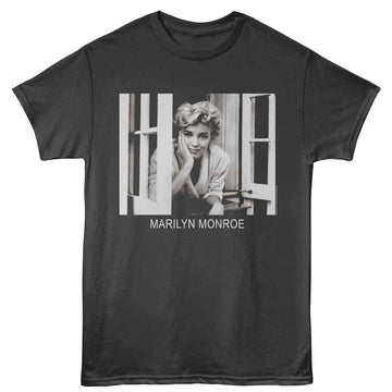Marilyn Monroe-Marilyn Monroe Looking Out Window-Smoke Adult S/S T-Shirt - Smoke