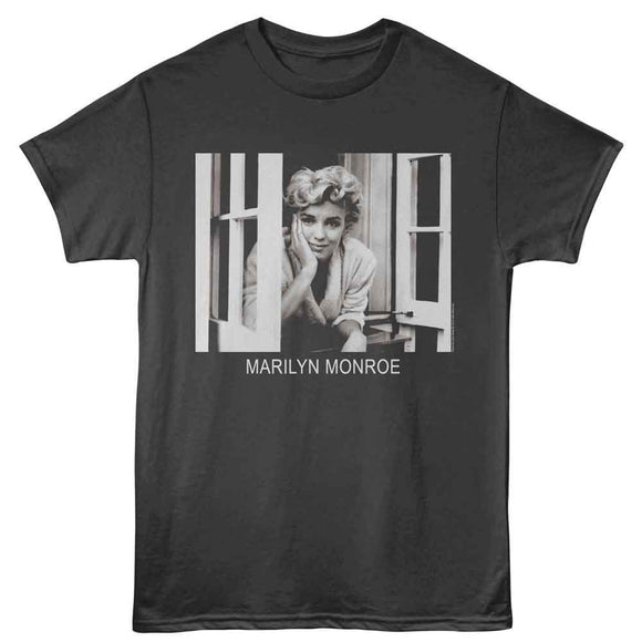Marilyn Monroe-Marilyn Monroe Looking Out Window-Smoke Adult S/S T-Shirt - Smoke