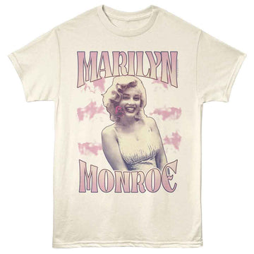 Marilyn Monroe-Marilyn Monroe Clouds And Flower-Natural Adult S/S T-Shirt - Natural