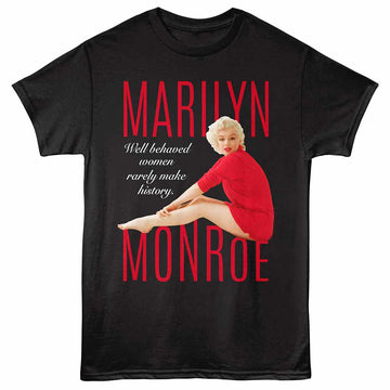 Marilyn Monroe Well Behaved Women Black Adult T-Shirt