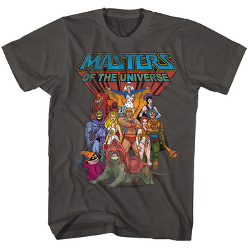 Masters Of The Universe-The Whole Gang-Smoke Adult S/S T-Shirt - Smoke