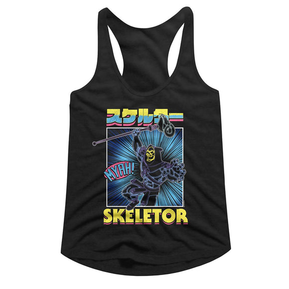 Masters Of The Universe-Motu Skeletor Burst-Black Ladies Slimfit Racerback-S - Black