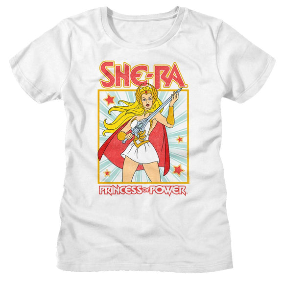 Masters Of The Universe-Motu She Ra Square-White Ladies S/S T-Shirt - White