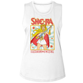 Masters Of The Universe-Motu She Ra Square-White Ladies Muscle Tank S - White