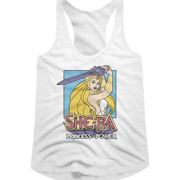 Masters Of The Universe-Motu Pastel Sword-White Ladies Slimfit Racerback-S - White