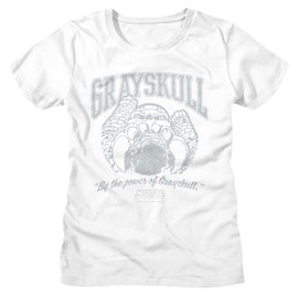 Masters Of The Universe-Motu Grayskull Collegiate-White Ladies S/S T-Shirt - White