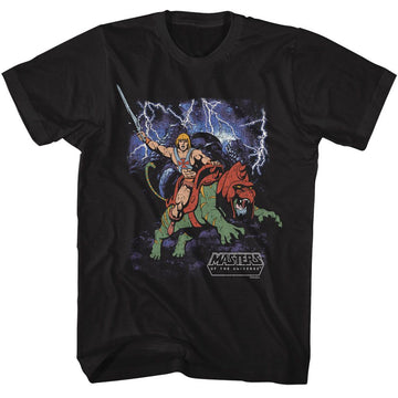 Masters Of The Universe-Motu Battlecat Charge-Black Adult S/S T-Shirt - Black