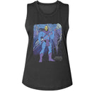 Masters Of The Universe-Motu Skeletor And Skull Mountain-Charcoal Ladies Muscle Tank-S - Charcoal
