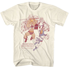 Masters Of The Universe-Motu He Man Skeletor Grayskull-Natural Adult S/S T-Shirt - Natural