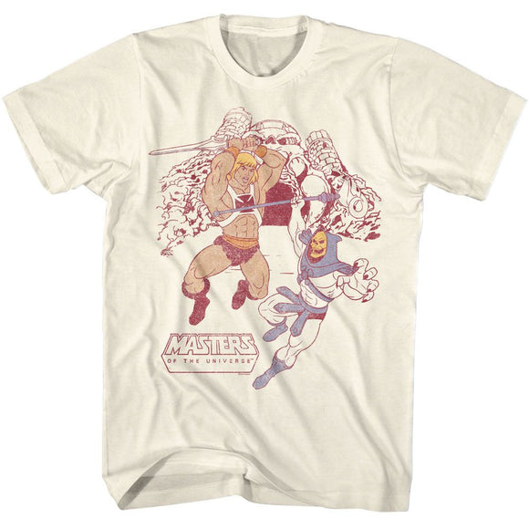 Masters Of The Universe-Motu He Man Skeletor Grayskull-Natural Adult S/S T-Shirt - Natural
