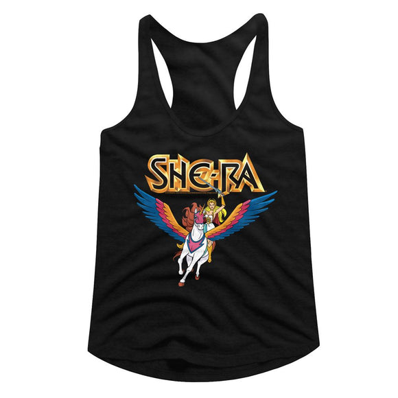 Masters Of The Universe-She Ra And Swiftwind-Black Ladies Slimfit Racerback-S - Black