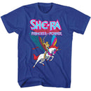 Masters Of The Universe-Motu She Ra Swiftwind And Logo-Royal Adult S/S T-Shirt - Royal