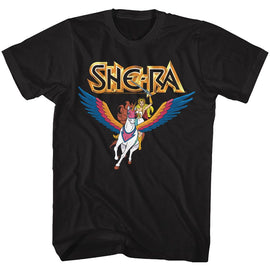 Masters Of The Universe-Shera And Swiftwind-Black Adult S/S T-Shirt - Black