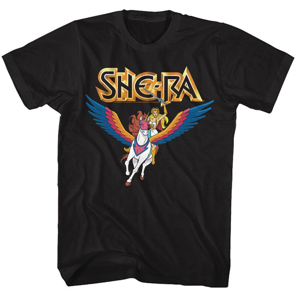 Masters Of The Universe-Shera And Swiftwind-Black Adult S/S T-Shirt - Black