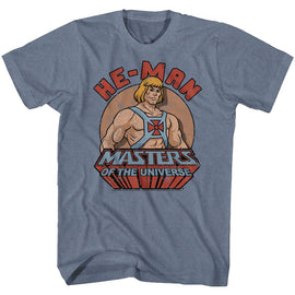 Masters Of The Universe-Featuring Heman-Indigo Heather Adult S/S T-Shirt - Indigo Heather