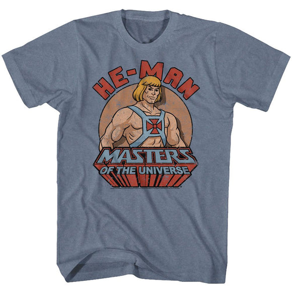 Masters Of The Universe-Featuring Heman-Indigo Heather Adult S/S T-Shirt - Indigo Heather