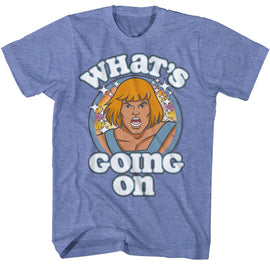 Masters Of The Universe-Whats Going On-Light Blue Heather Adult S/S T-Shirt - Light Blue Heather