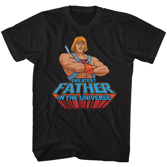Masters Of The Universe-Greatest Dad-Black Adult S/S T-Shirt - Black